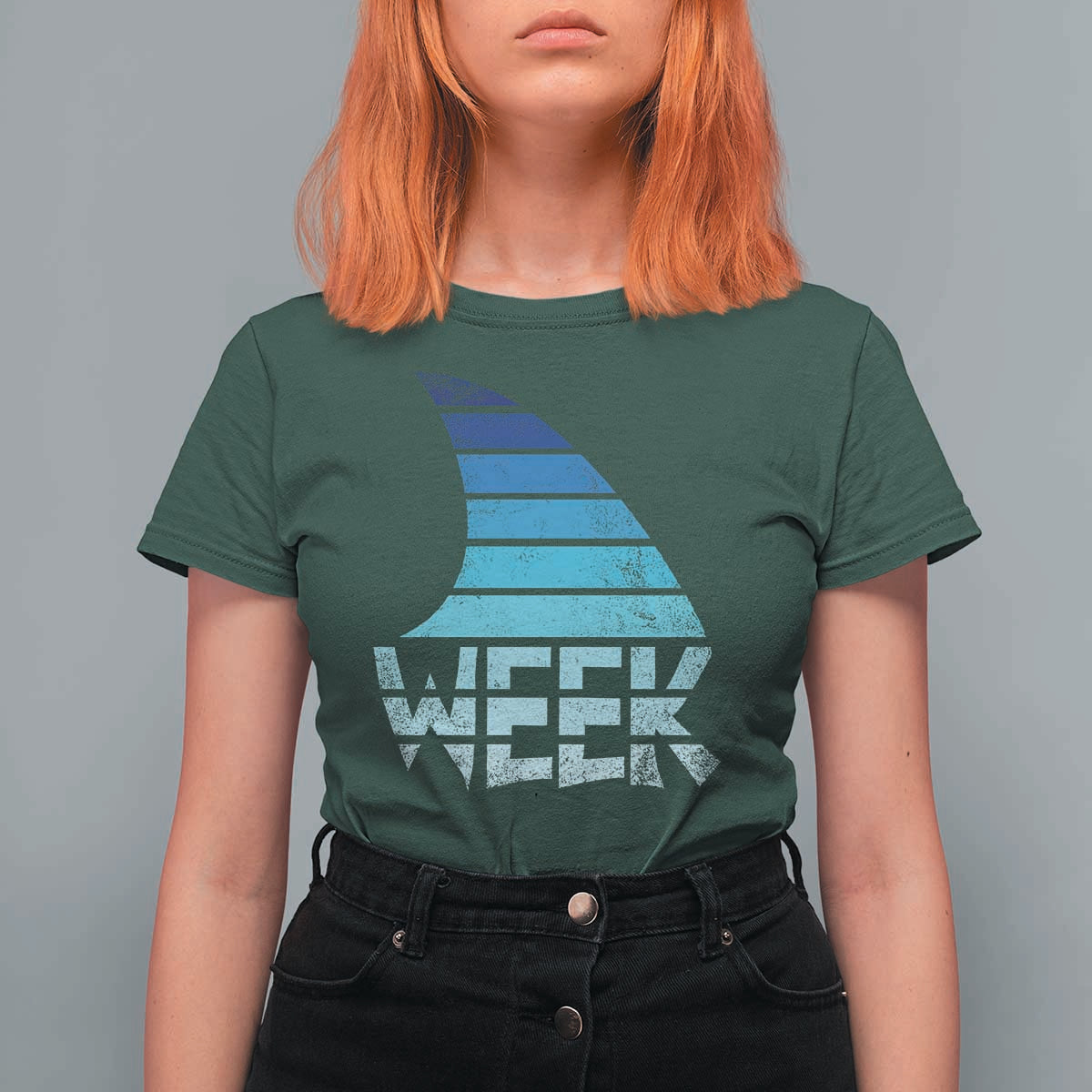 Funny Shark Fin Week Retro Ocean Wildlife Vintage T Shirt For Women