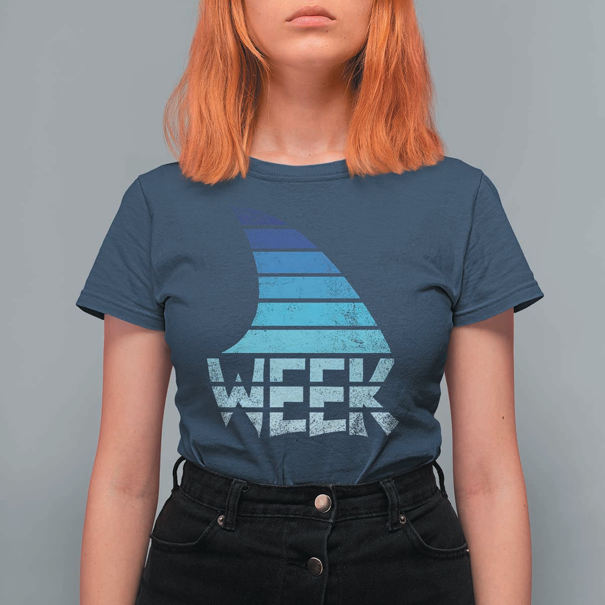Funny Shark Fin Week Retro Ocean Wildlife Vintage T Shirt For Women