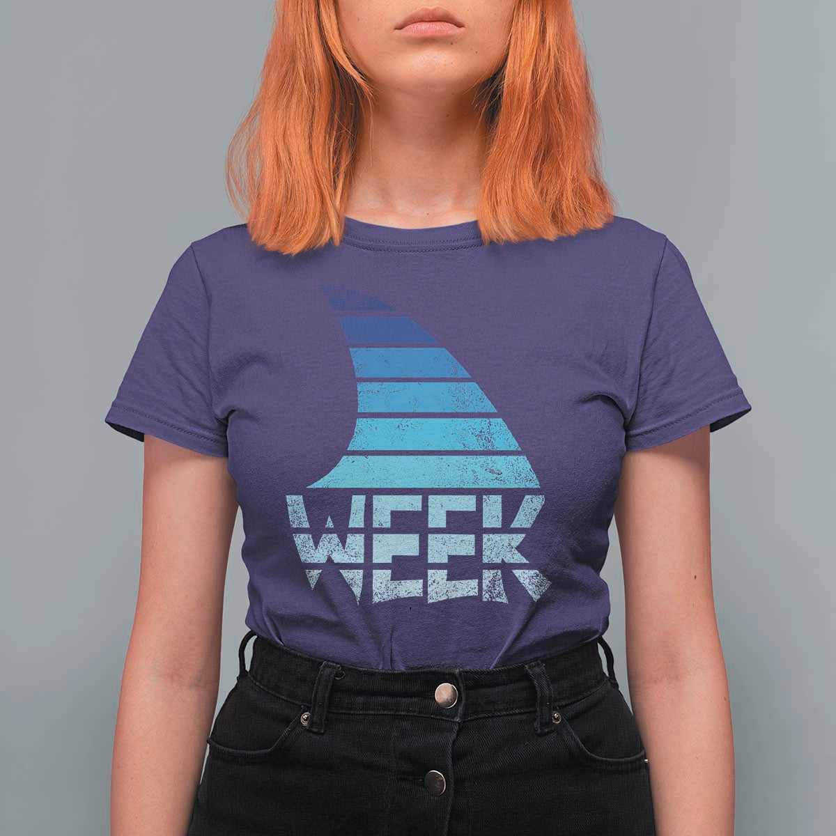Funny Shark Fin Week Retro Ocean Wildlife Vintage T Shirt For Women