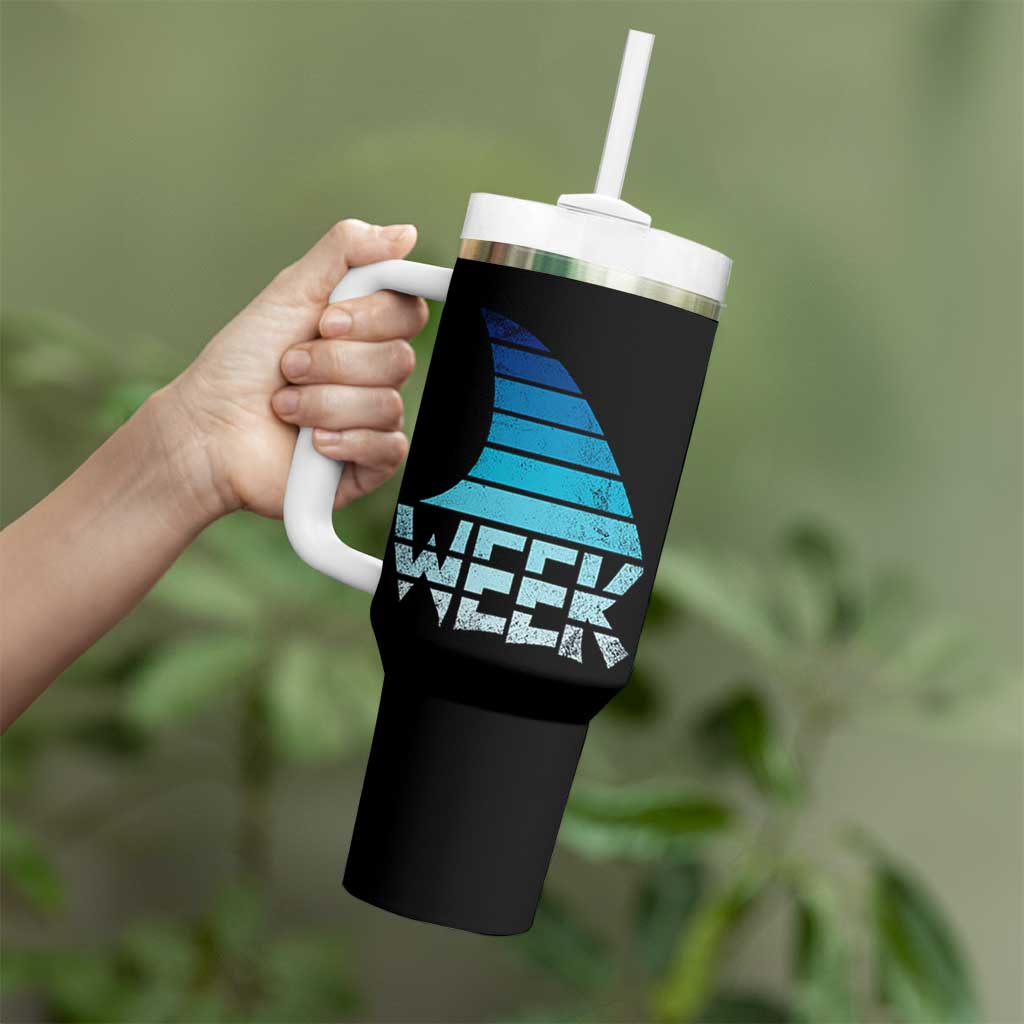 Funny Shark Fin Week Retro Ocean Wildlife Vintage Tumbler With Handle