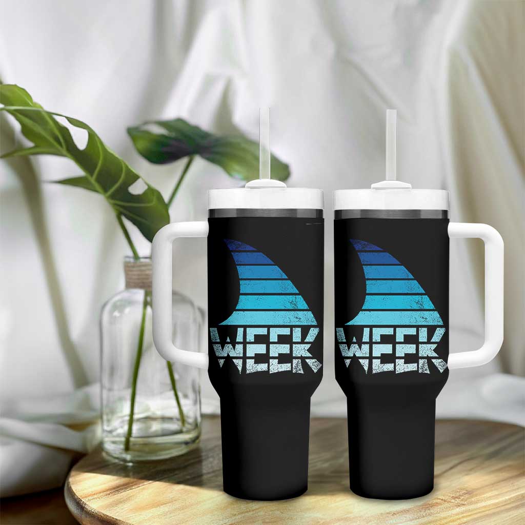 Funny Shark Fin Week Retro Ocean Wildlife Vintage Tumbler With Handle