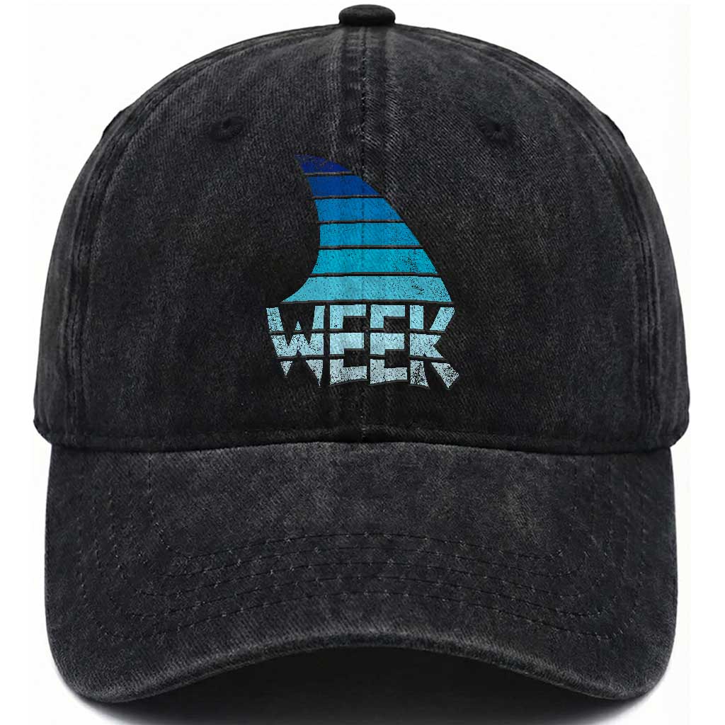 Funny Shark Fin Week Retro Ocean Wildlife Vintage Washed Cotton Baseball Cap