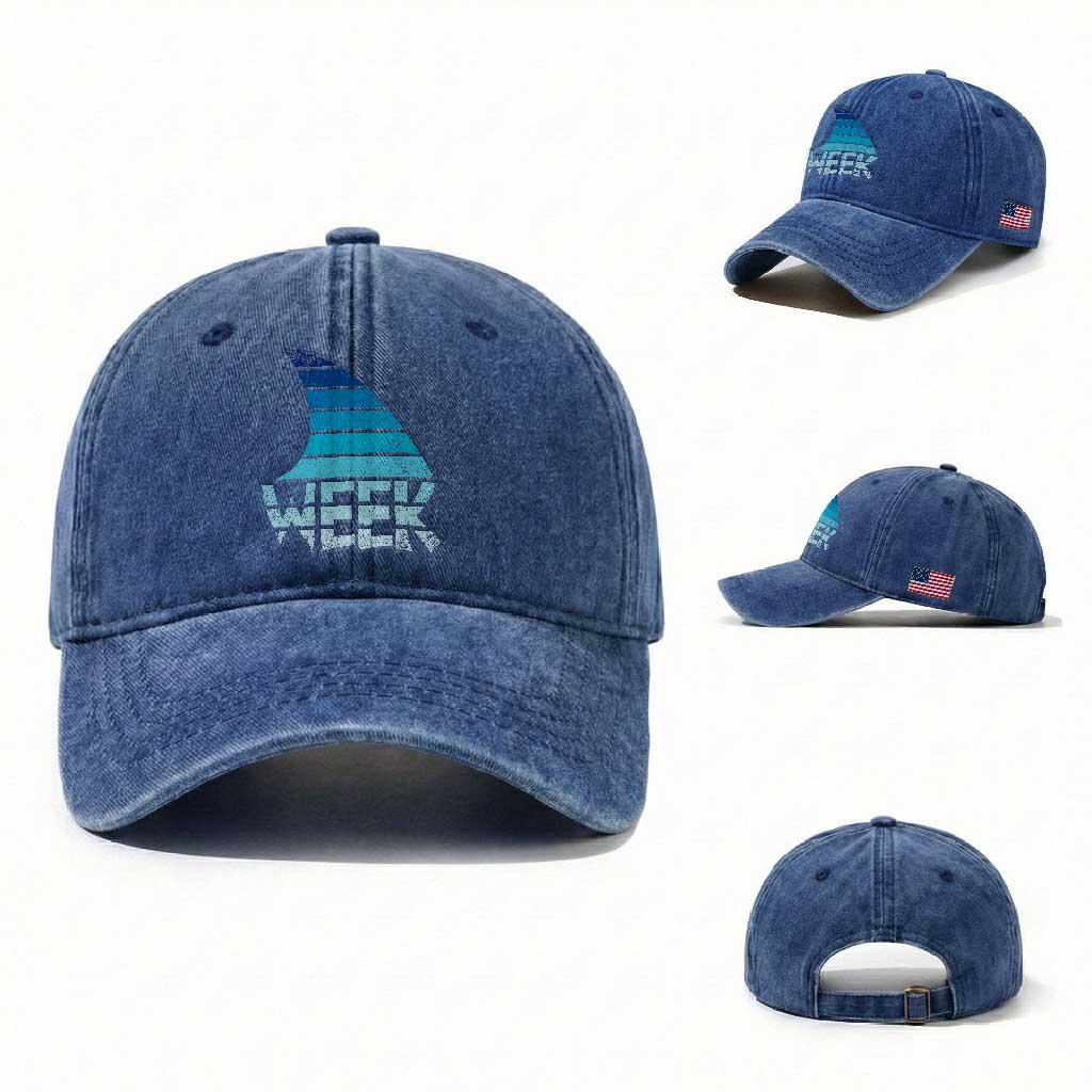 Funny Shark Fin Week Retro Ocean Wildlife Vintage Washed Cotton Baseball Cap