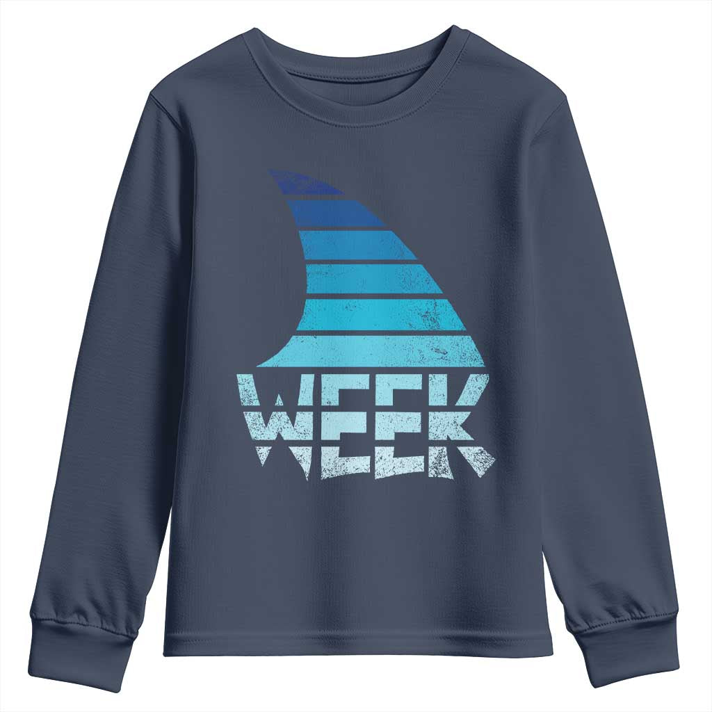 Funny Shark Fin Week Retro Ocean Wildlife Vintage Youth Sweatshirt