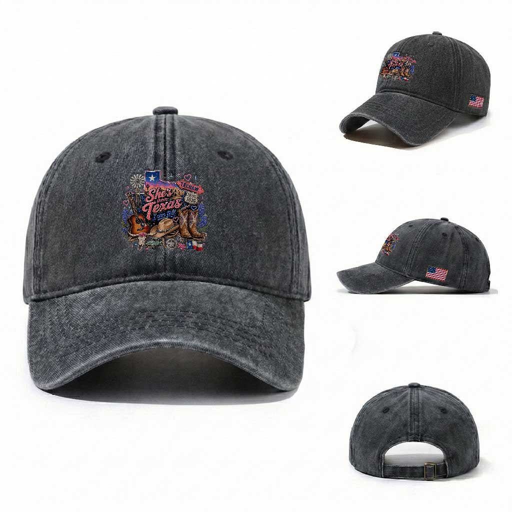 She Is From Texas I Can Tell Washed Cotton Baseball Cap Texas Girl Pride