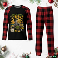 When Life Gives You Lemons Throw Them At People Plaid Pajama Set Skeleton Lemon Jokes
