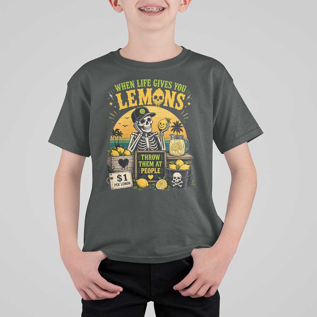 When Life Gives You Lemons Throw Them At People T Shirt For Kid Skeleton Lemon Jokes