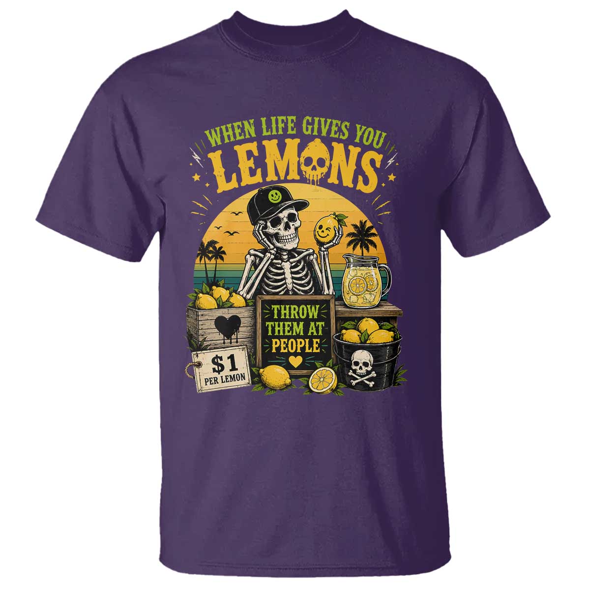 When Life Gives You Lemons Throw Them At People T Shirt Skeleton Lemon Jokes