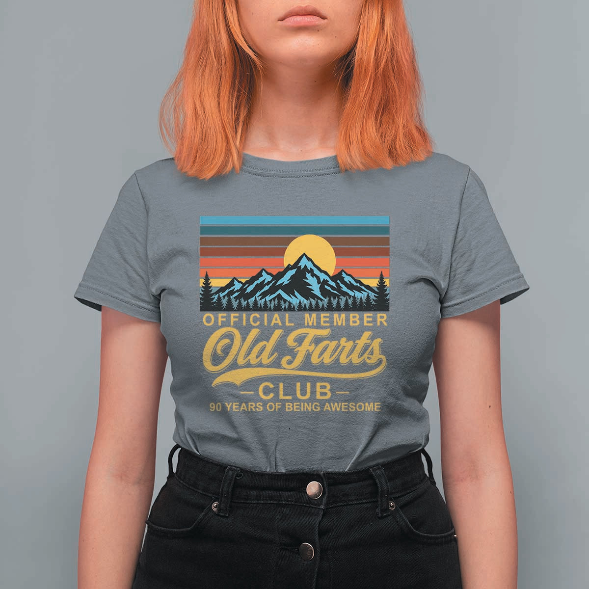 90th Birthday Official Member Old Fart Club T Shirt For Women 90 Years of Being Awesome Funny Fart Joke Retro