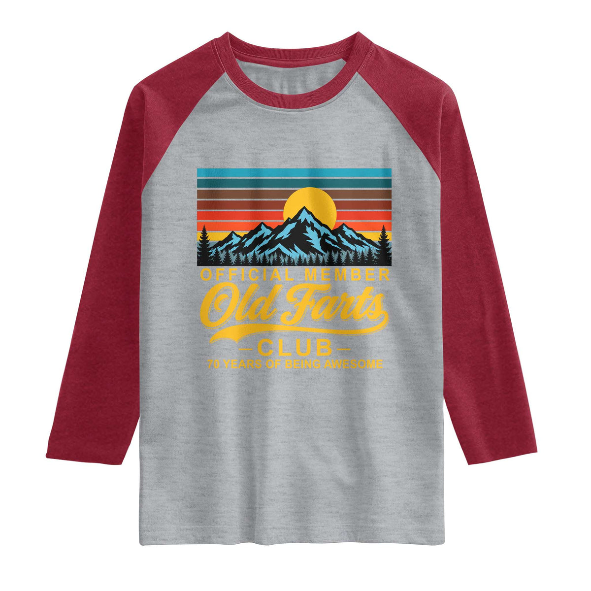 70th Birthday Official Member Old Fart Club Raglan Shirt 70 Years of Being Awesome Funny Fart Joke Retro