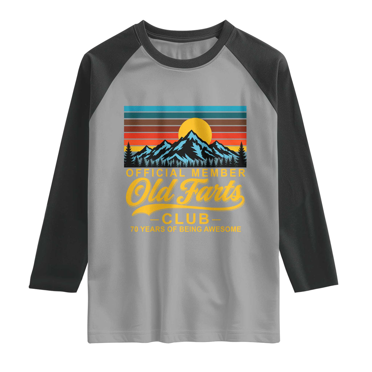 70th Birthday Official Member Old Fart Club Raglan Shirt 70 Years of Being Awesome Funny Fart Joke Retro