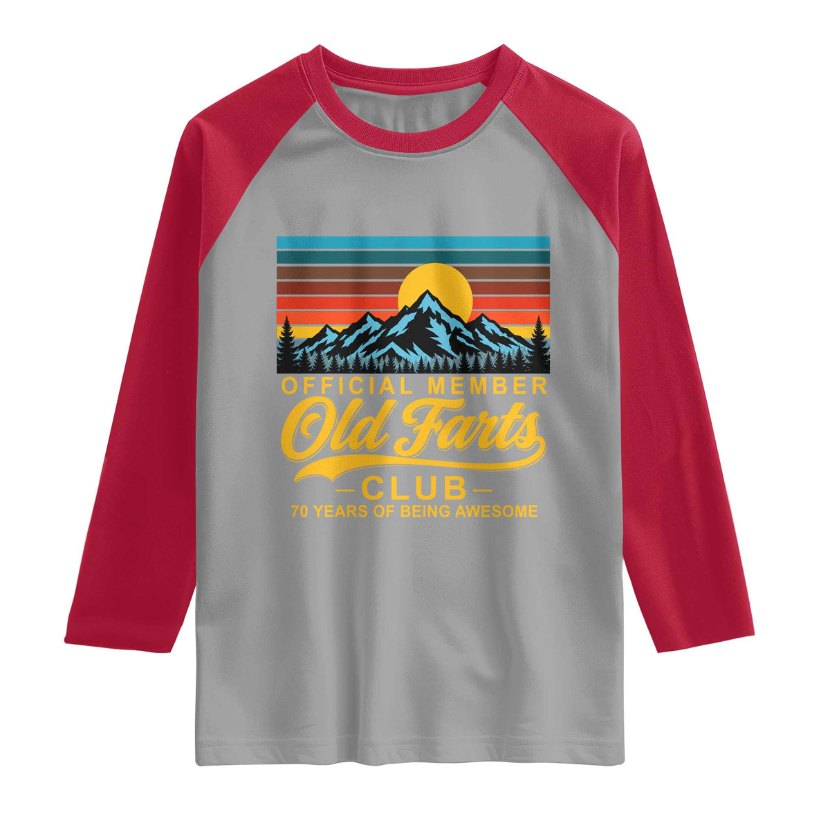70th Birthday Official Member Old Fart Club Raglan Shirt 70 Years of Being Awesome Funny Fart Joke Retro