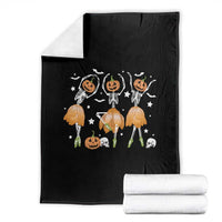 Funny Halloween Throw Blanket Ballerina Pumpkin Skeleton Pumpkin Flower - Wonder Print Shop