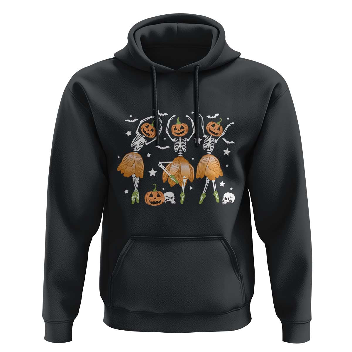 Funny Halloween Hoodie Ballerina Pumpkin Skeleton Pumpkin Flower