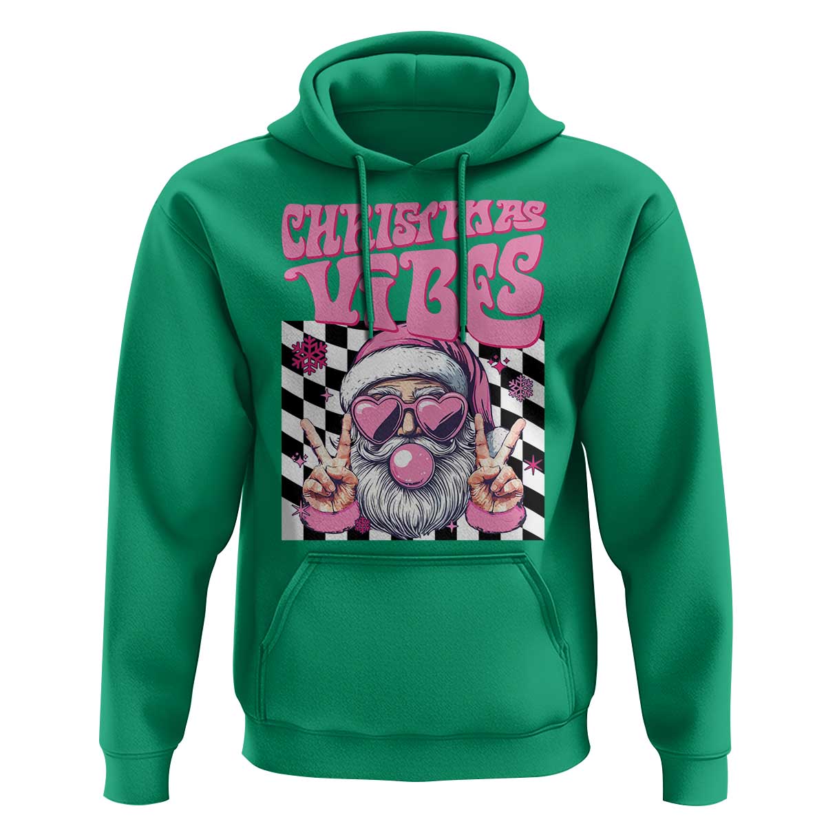 Funny Pink Santa Christmas Hoodie Christmas Vibes Checkboard