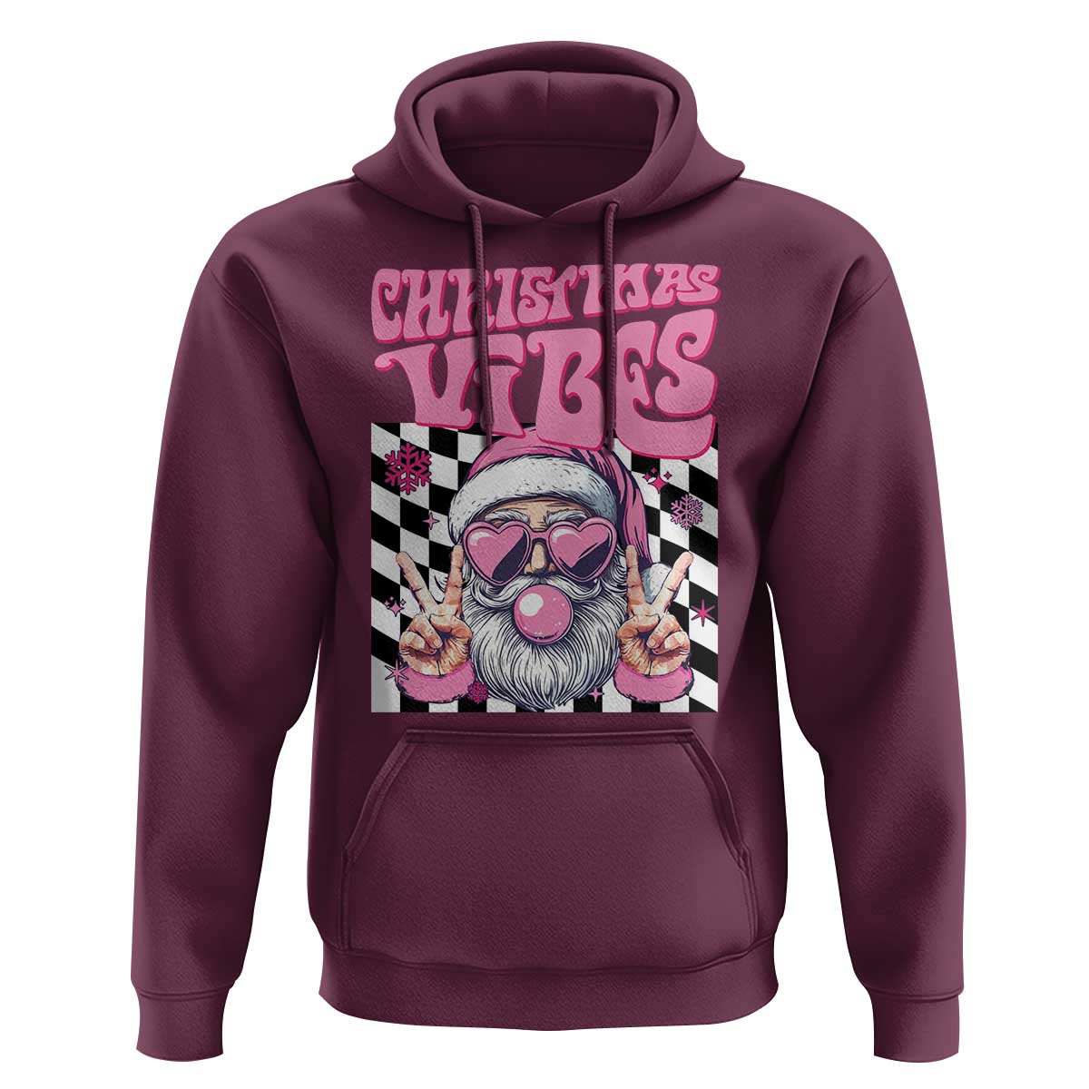 Funny Pink Santa Christmas Hoodie Christmas Vibes Checkboard