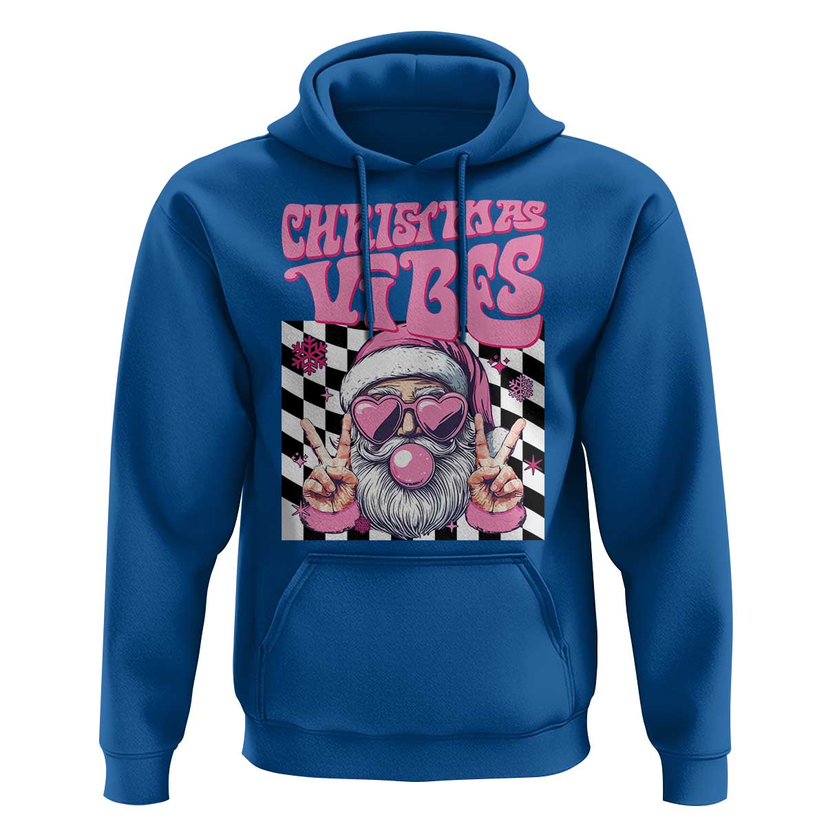 Funny Pink Santa Christmas Hoodie Christmas Vibes Checkboard