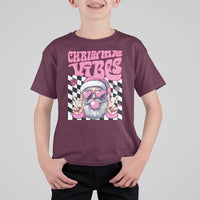Funny Pink Santa Christmas T Shirt For Kid Christmas Vibes Checkboard - Wonder Print Shop