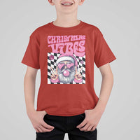 Funny Pink Santa Christmas T Shirt For Kid Christmas Vibes Checkboard - Wonder Print Shop