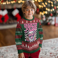 Funny Pink Santa Xmas Ugly Christmas Sweater Xmas Vibes Checkboard - Wonder Print Shop