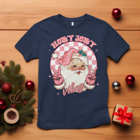 Funny Christmas T Shirt Holly Jolly Vibes Retro Pink Santa - Wonder Print Shop