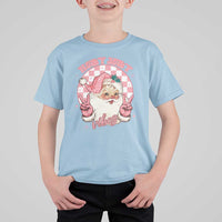 Funny Christmas T Shirt For Kid Holly Jolly Vibes Retro Pink Santa - Wonder Print Shop