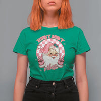 Funny Christmas T Shirt For Women Holly Jolly Vibes Retro Pink Santa - Wonder Print Shop