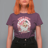Funny Christmas T Shirt For Women Holly Jolly Vibes Retro Pink Santa - Wonder Print Shop