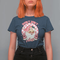 Funny Christmas T Shirt For Women Holly Jolly Vibes Retro Pink Santa - Wonder Print Shop