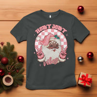 Funny Pink Christmas Retro Black Santa T Shirt Holly Jolly Vibes - Wonder Print Shop