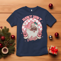 Funny Pink Christmas Retro Black Santa T Shirt Holly Jolly Vibes - Wonder Print Shop