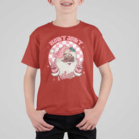 Funny Pink Christmas Retro Black Santa T Shirt For Kid Holly Jolly Vibes - Wonder Print Shop