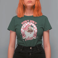 Funny Pink Christmas Retro Black Santa T Shirt For Women Holly Jolly Vibes - Wonder Print Shop