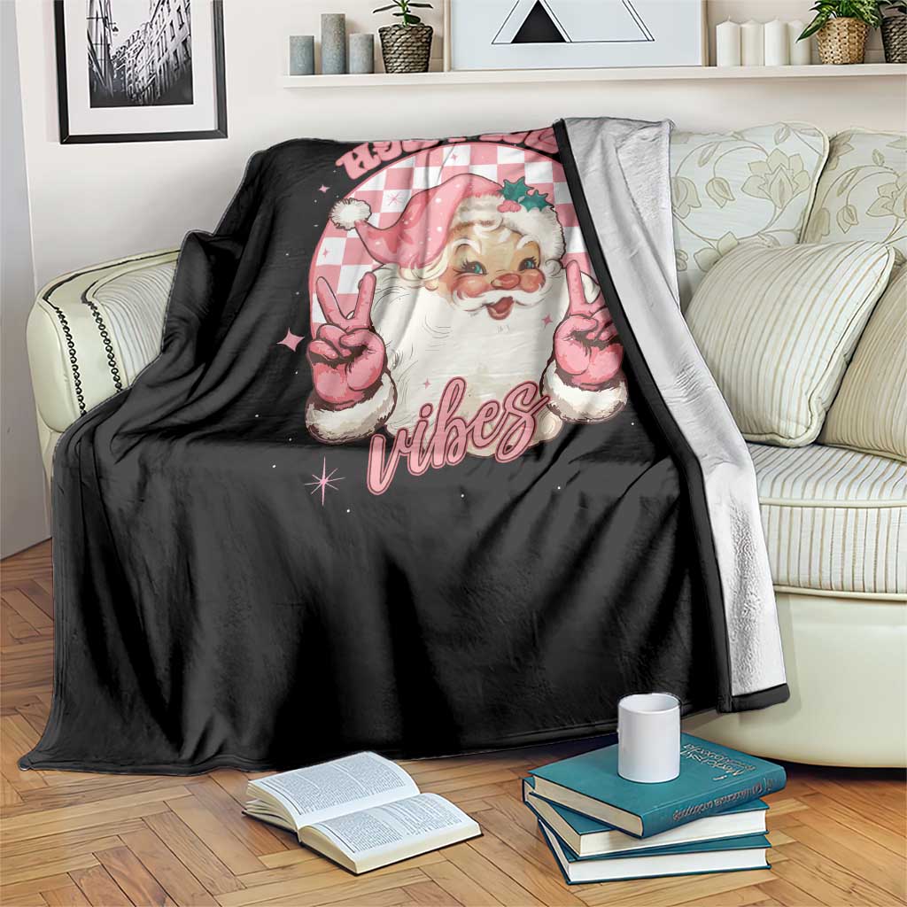 Funny Christmas Throw Blanket Holly Jolly Vibes Retro Pink Santa - Wonder Print Shop