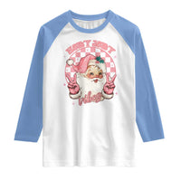 Funny Christmas Raglan Shirt Holly Jolly Vibes Retro Pink Santa - Wonder Print Shop
