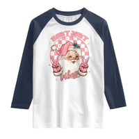 Funny Christmas Raglan Shirt Holly Jolly Vibes Retro Pink Santa - Wonder Print Shop