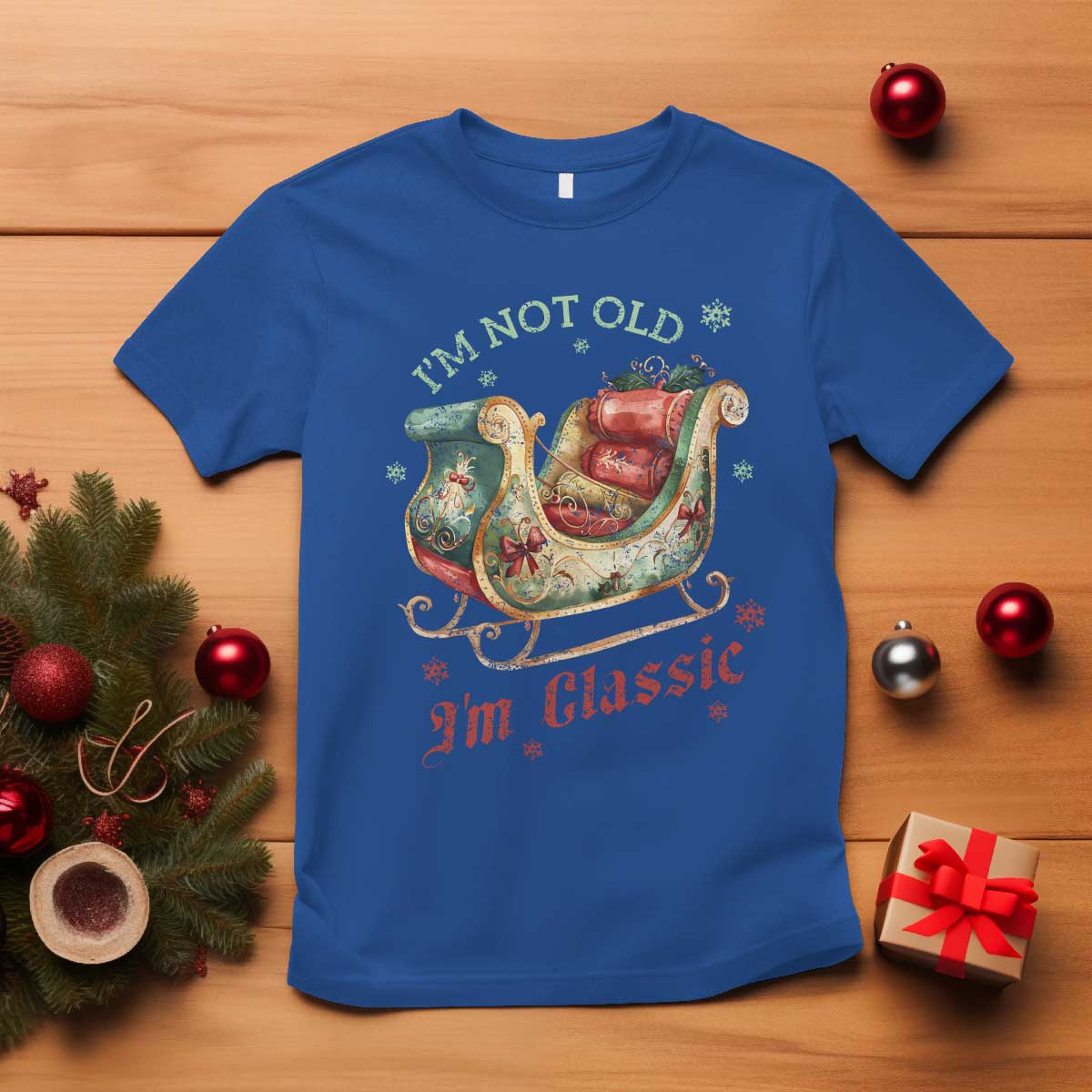 Funny I'm Not Old I'm Classic T Shirt Vintage Santa Sleigh Christmas - Wonder Print Shop