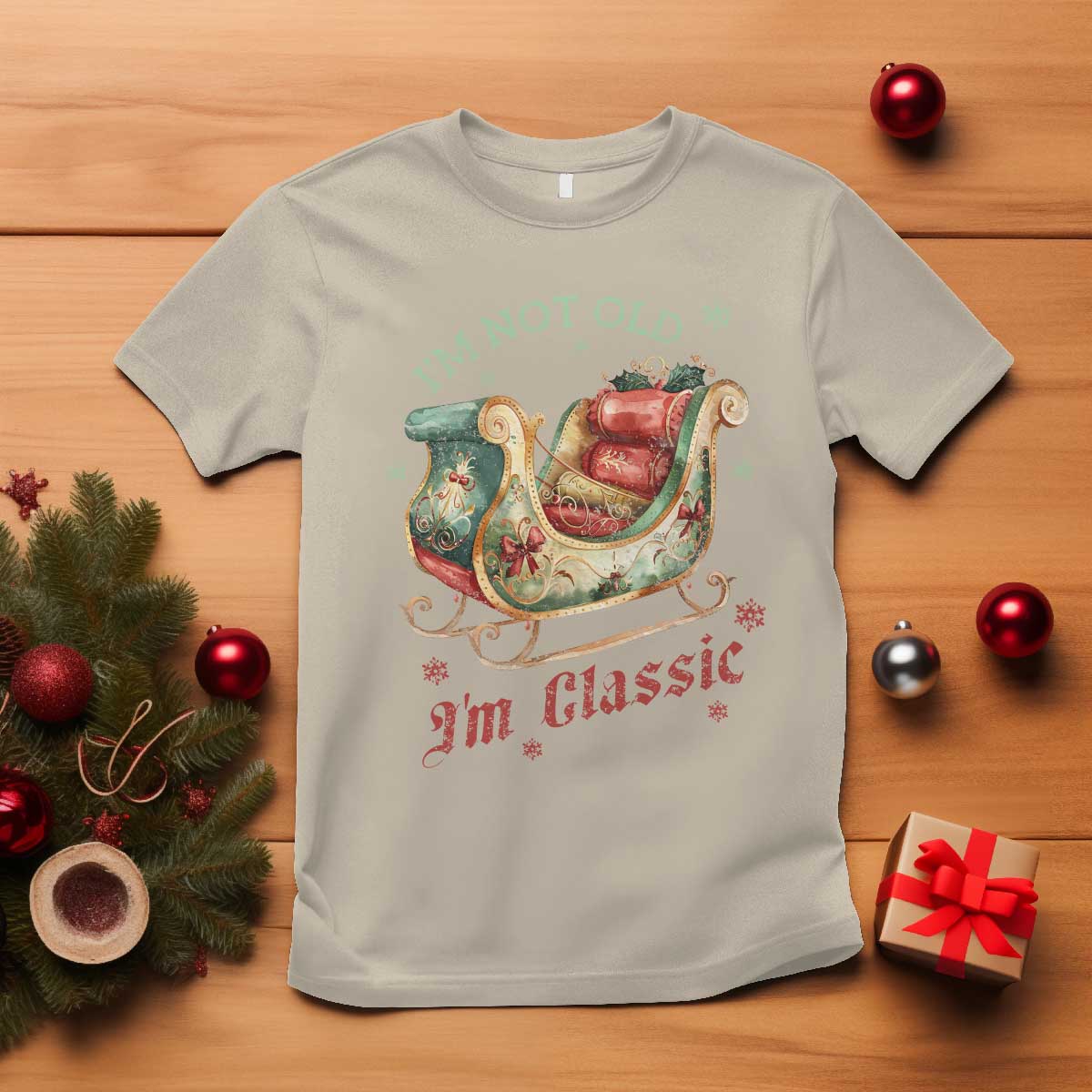 Funny I'm Not Old I'm Classic T Shirt Vintage Santa Sleigh Christmas - Wonder Print Shop