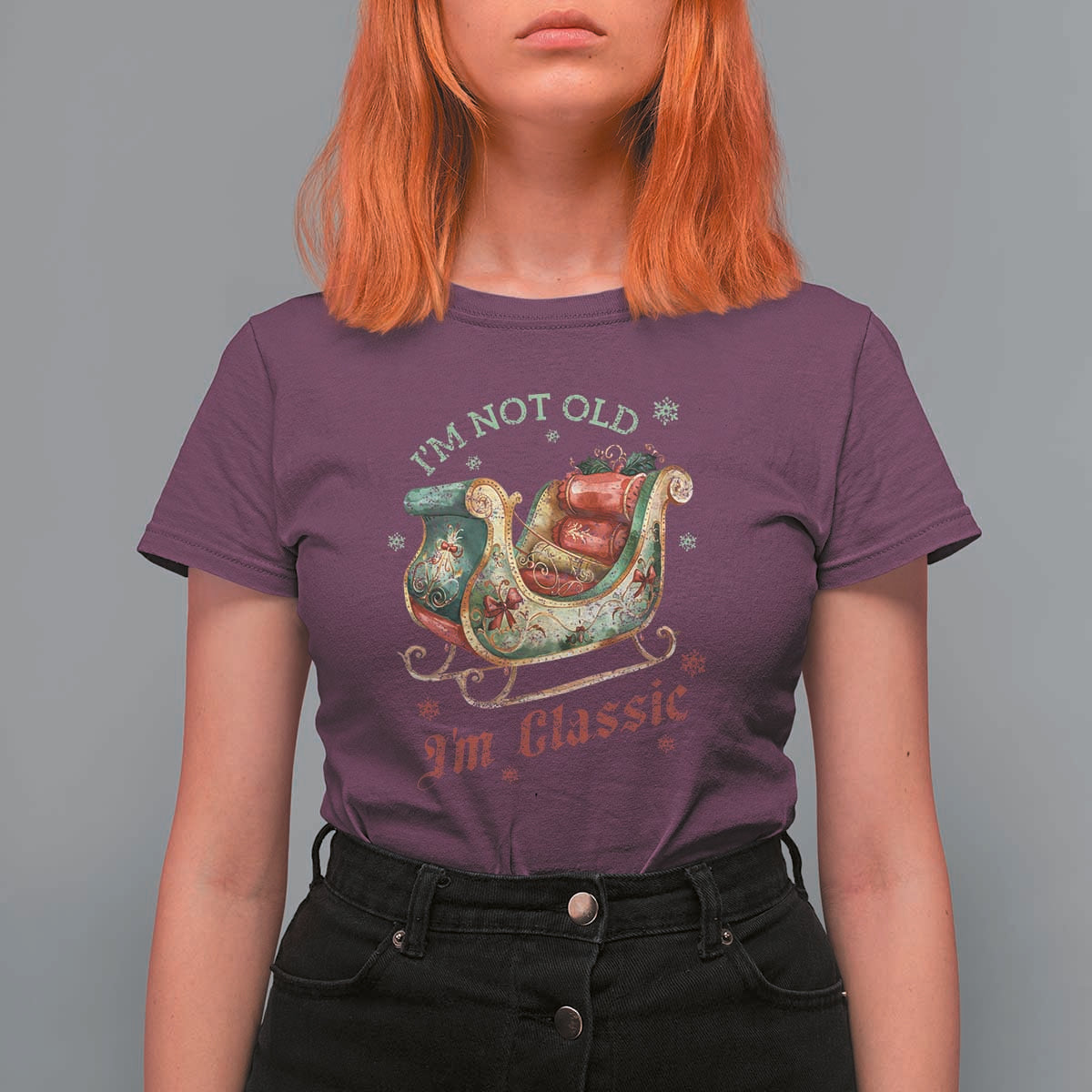 Funny I'm Not Old I'm Classic T Shirt For Women Vintage Santa Sleigh Christmas - Wonder Print Shop