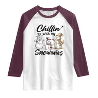Funny Christmas Raglan Shirt Chilln' With My Snowmies Plaid Snowman - Wonder Print Shop