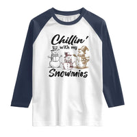 Funny Christmas Raglan Shirt Chilln' With My Snowmies Plaid Snowman - Wonder Print Shop