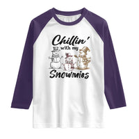 Funny Christmas Raglan Shirt Chilln' With My Snowmies Plaid Snowman - Wonder Print Shop