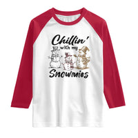 Funny Christmas Raglan Shirt Chilln' With My Snowmies Plaid Snowman - Wonder Print Shop