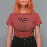 Funny Christmas T Shirt For Women Chilln' With My Snowmies Plaid Snowman - Wonder Print Shop