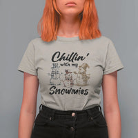 Funny Christmas T Shirt For Women Chilln' With My Snowmies Plaid Snowman - Wonder Print Shop