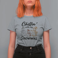 Funny Christmas T Shirt For Women Chilln' With My Snowmies Plaid Snowman - Wonder Print Shop