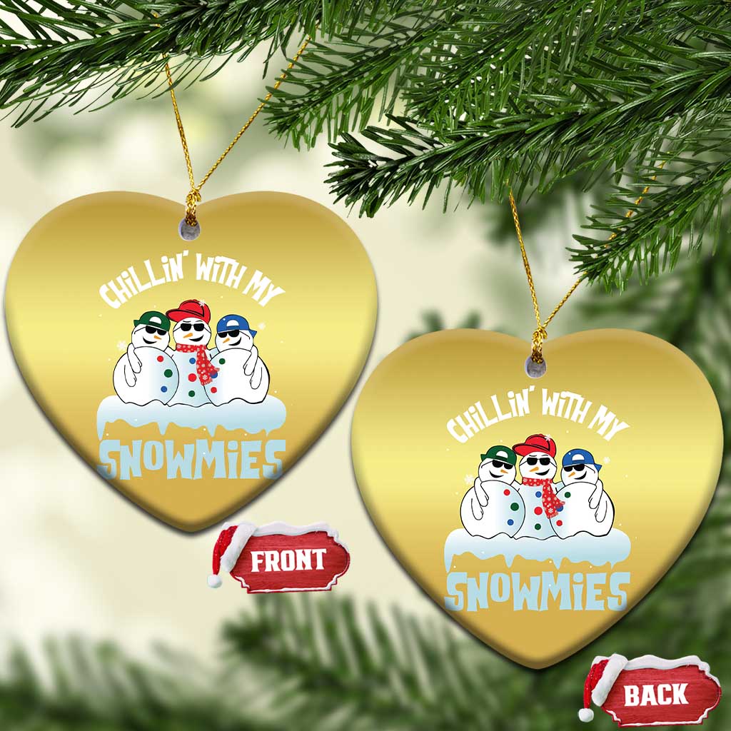 Funny Christmas Snowman Christmas Ornament Chillin' With My Snowmies Squad - Wonder Print Shop