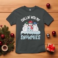 Funny Christmas Snowman T Shirt Chillin' With My Snowmies Squad - Wonder Print Shop