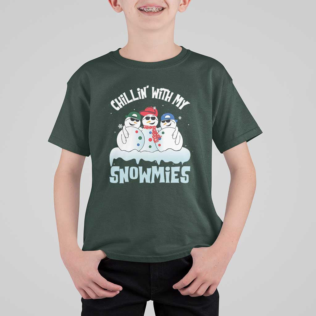 Funny Christmas Snowman T Shirt For Kid Chillin' With My Snowmies Squad - Wonder Print Shop