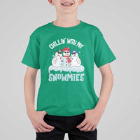 Funny Christmas Snowman T Shirt For Kid Chillin' With My Snowmies Squad - Wonder Print Shop